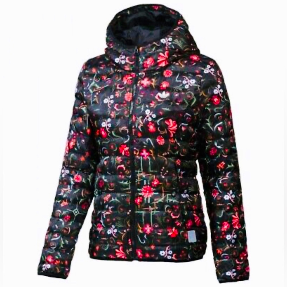 Adidas Originals Women Floral Moscow Padded Jacket Hooded Warm Coat Winter Sz M